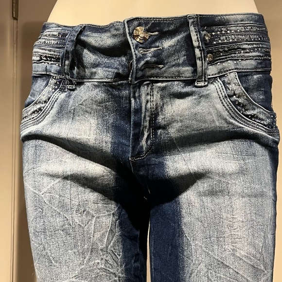 Blue Skinny Jeans with Natural Fading - Picture 6 of 13